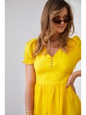 Smooth dress with short sleeves, yellow 3046 - Online store - Boutique